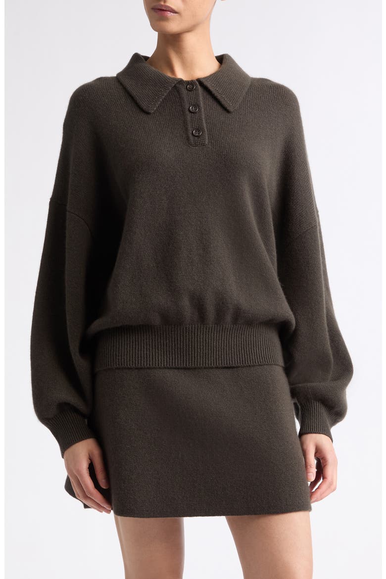 Etta Cashmere Polo Sweater, Main, color, DARK FERN