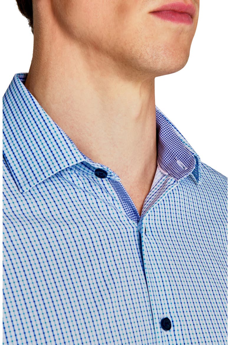 Slim Fit Grid Performance Dress Shirt, Alternate, color, WHITE/ GREEN
