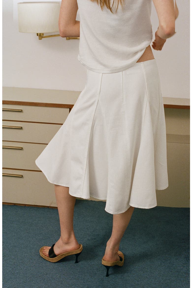 Godet Cotton Midi Skirt, Alternate, color, WHITE
