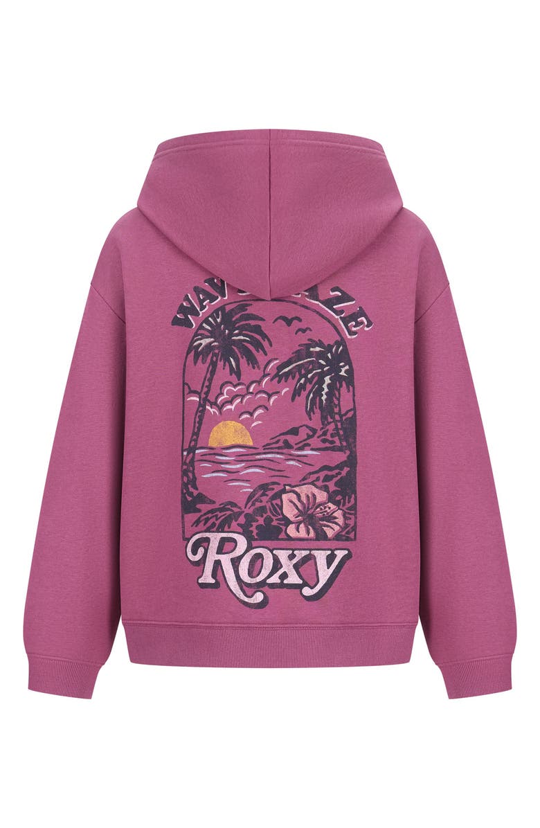 Roxy Kids' Wavy Daze Oversize Zip Hoodie, Alternate, color, Amaranth