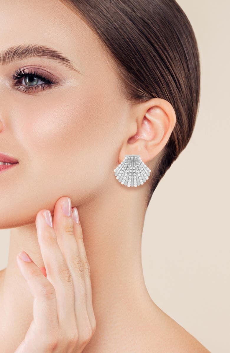 GLAZE JEWELRY Faux Pearl Shell Stud Earrings, Alternate, color,