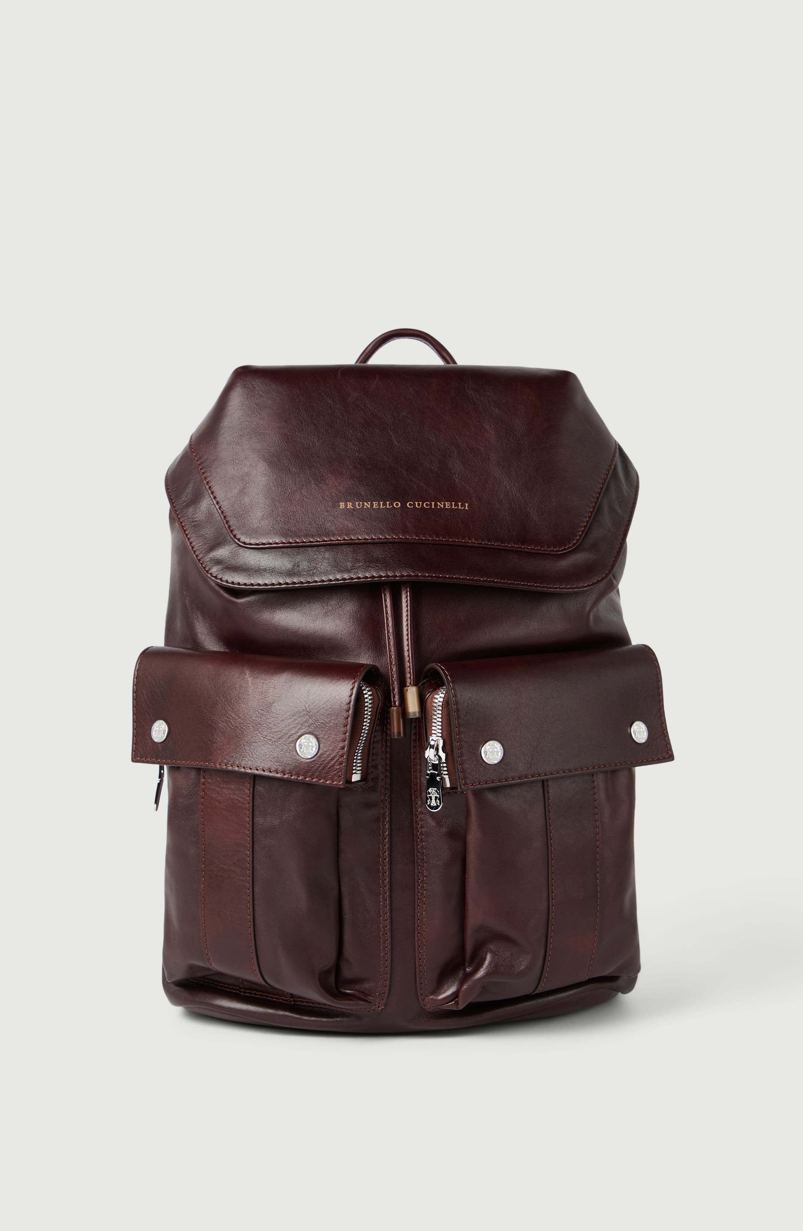 Brunello Cucinelli Calfskin leisure backpack, Alternate, color, Rust Brown