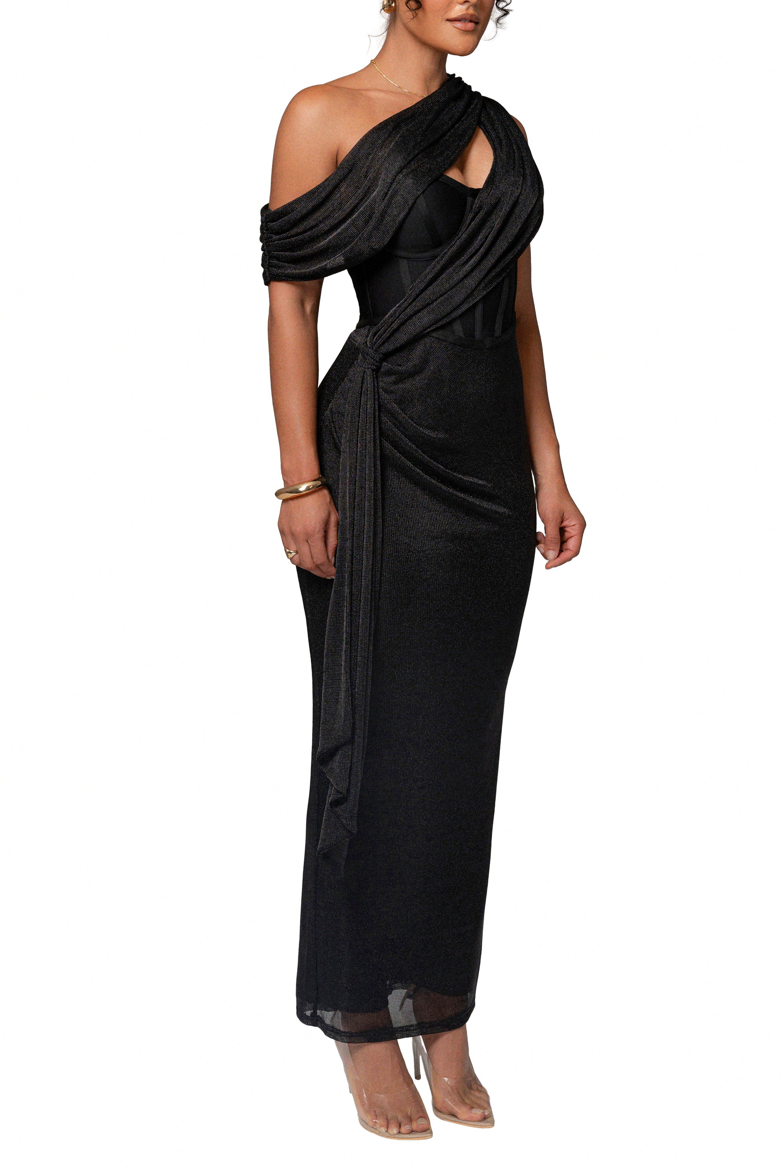 Metallic Celestina Draped Maxi Dress - image 2