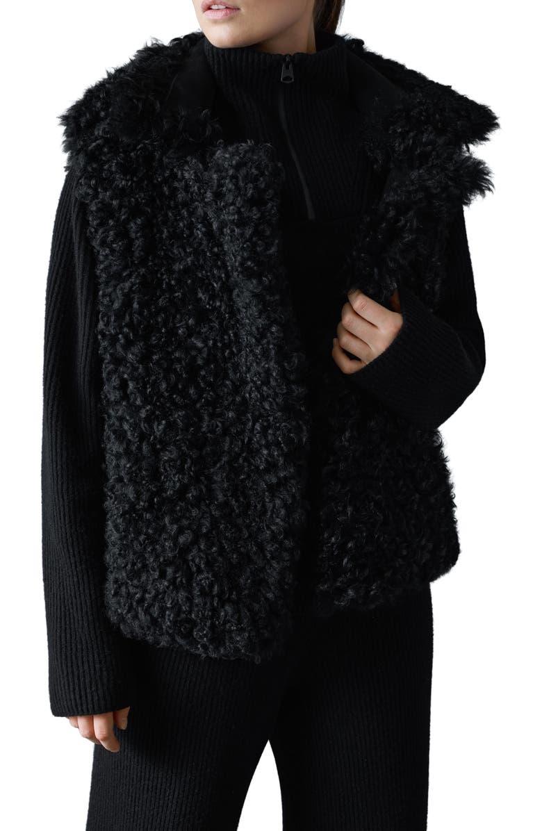 Mackage Kasia Reversible Genuine Shearling Vest, Main, color, Black