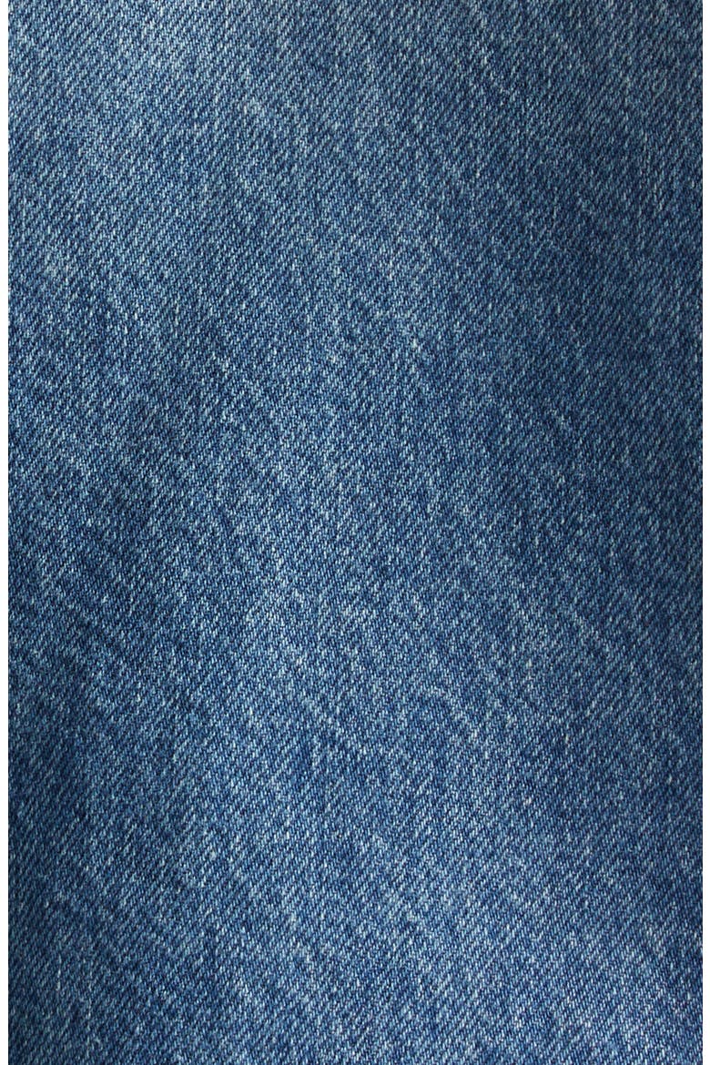 Suede Trim Stonewash Denim Trucker Jacket, Alternate, color, MEDIUM BLUE
