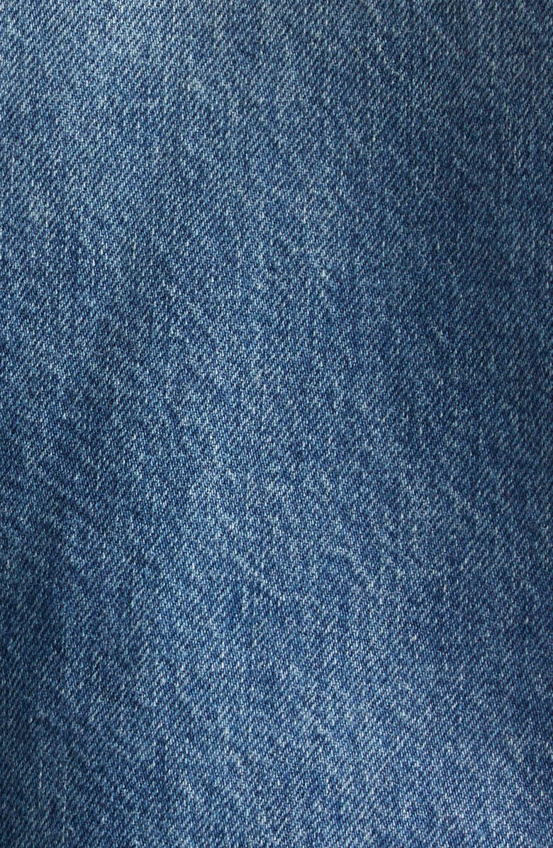 Versace Suede Trim Stonewash Denim Trucker Jacket, Alternate, color, Medium Blue