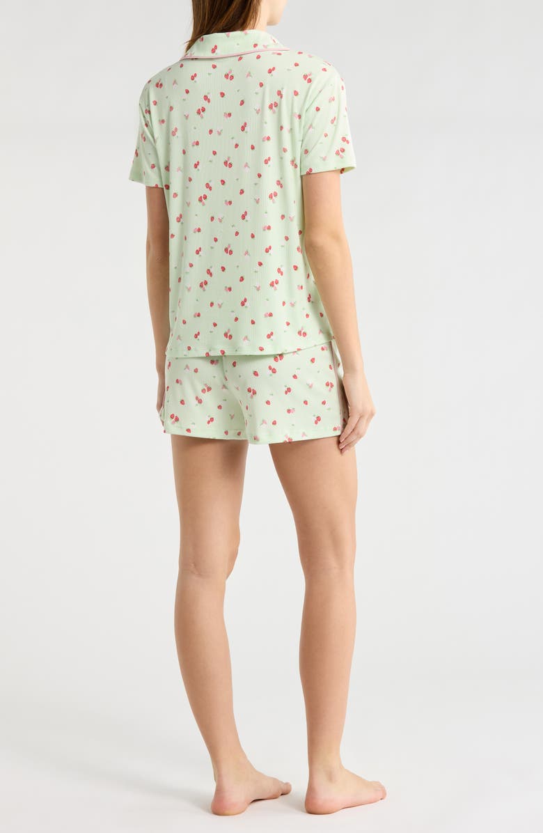 JACLYN Short Sleeve Top, Shorts & Pants Pajamas, Alternate, color, Strawberry Ditsy Iced Mint