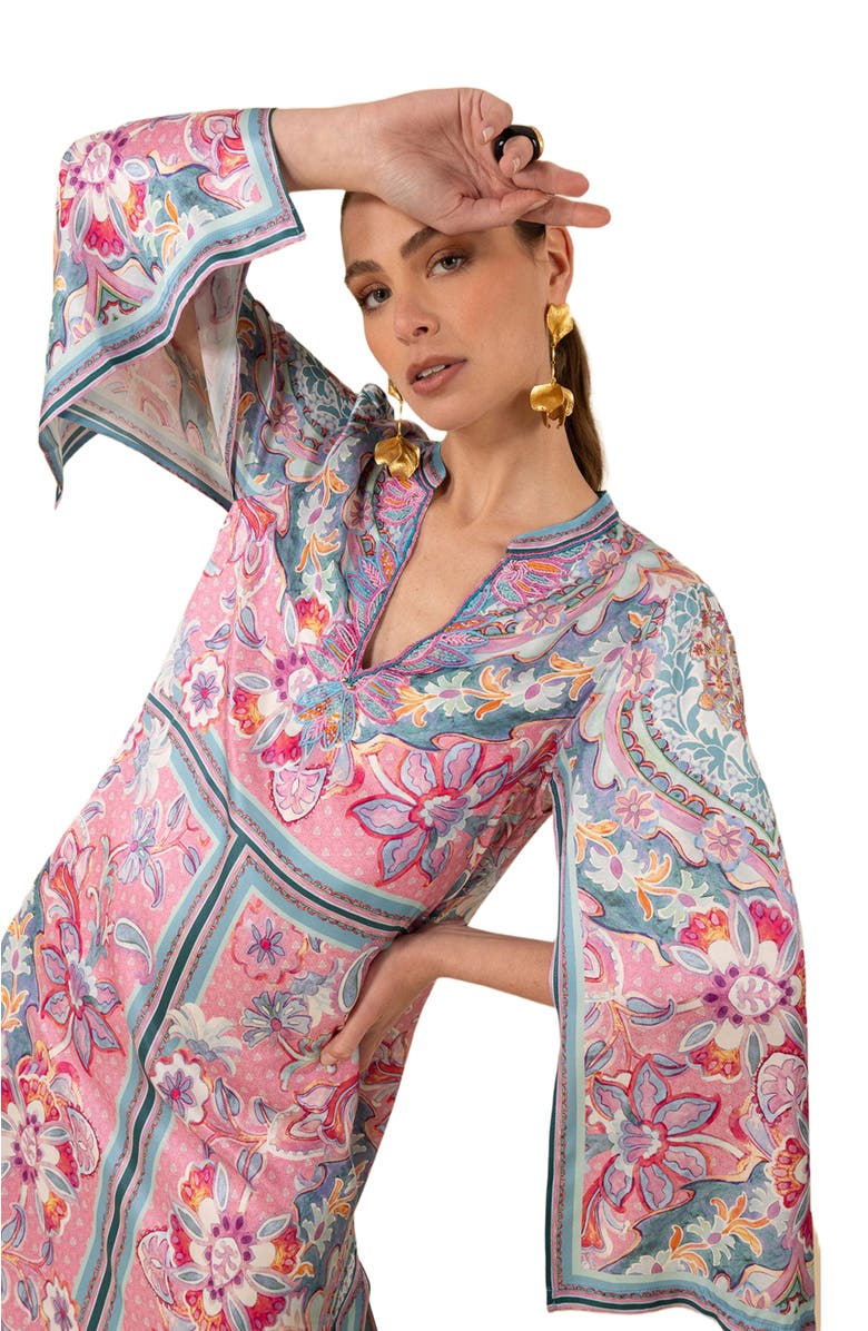 Hale Bob Aileen Silk Caftan Dress Beaded, Alternate, color, 