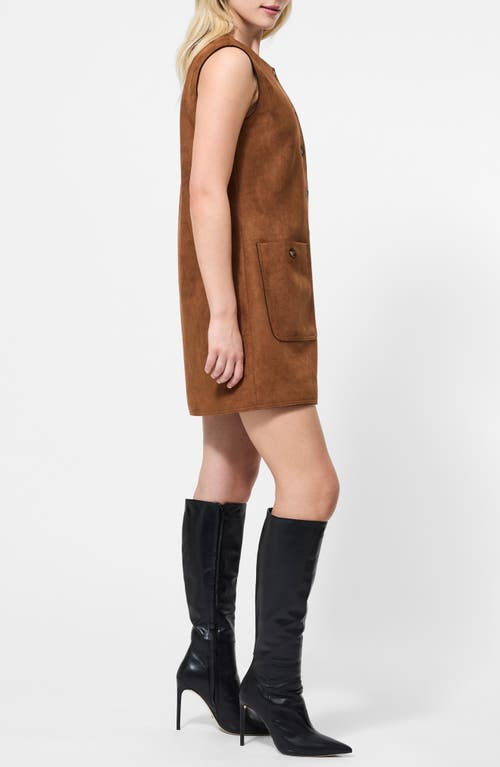 French Connection Lany Sleeveless Faux Suede Minidress In Brown