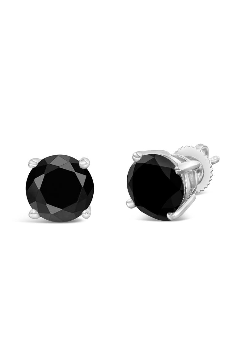 14K White Gold 5.00 Ct Black Diamond Stud Earrings with Screw Backs, Alternate, color, Black