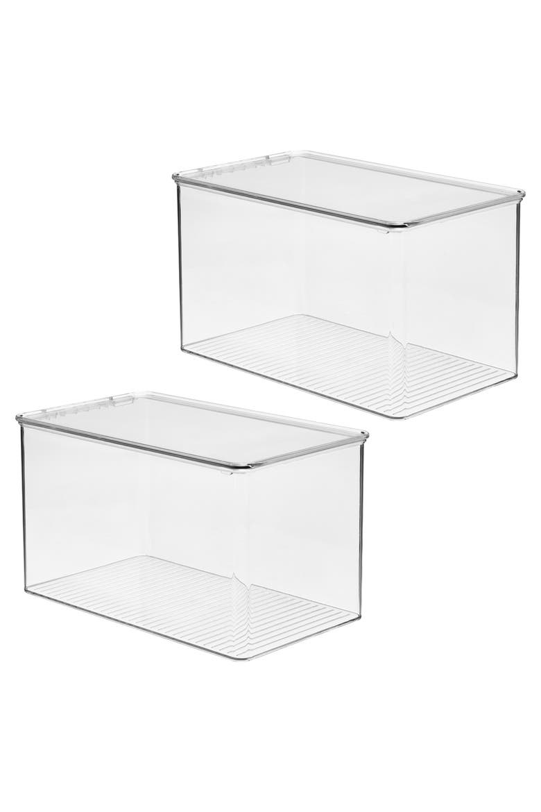 Stackable Clear Plastic Shoe Boxes with Lids, Storage Shoe Container for Closet, 2-Pack, Main, color, Clear