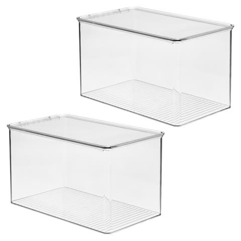 Stackable Clear Plastic Shoe Boxes with Lids, Storage Shoe Container for Closet, 2-Pack