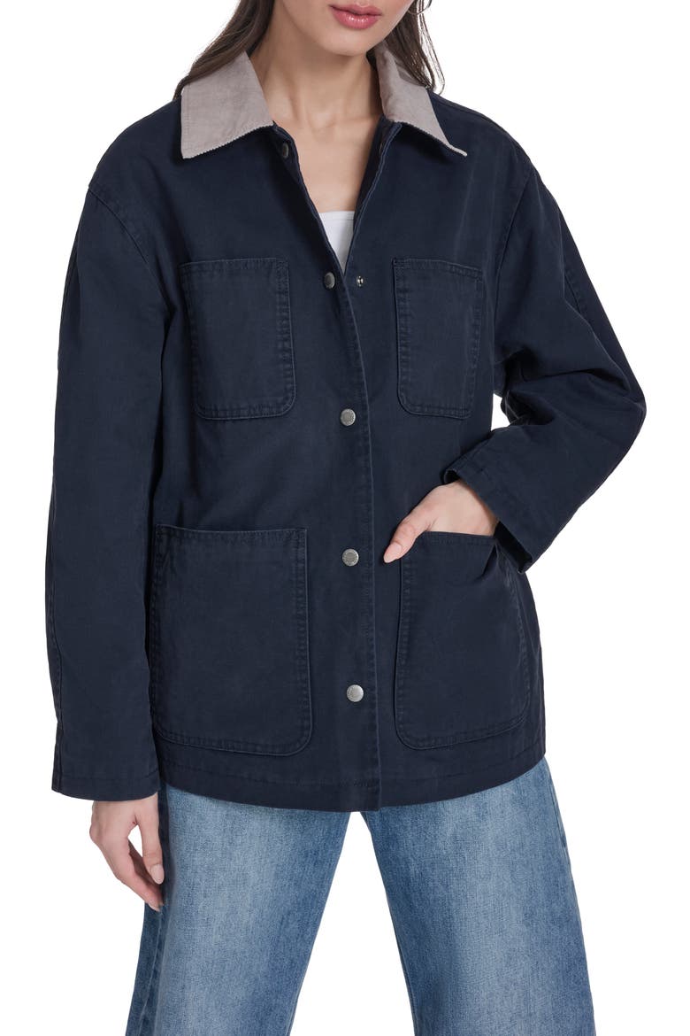 Contrast Collar Field Jacket, Main, color, NAVY