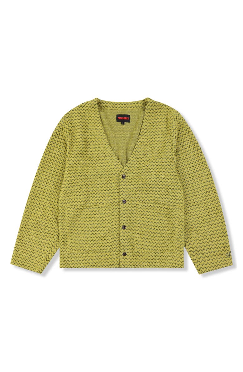 PLEASURES Zigzag Cardigan, Alternate, color, Wasabi
