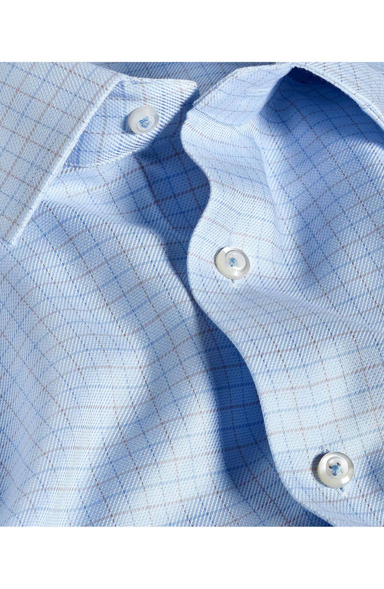 David Donahue Trim Fit Light Blue Check Cotton Dobby Dress Shirt, Alternate, color, Sky/ Dune