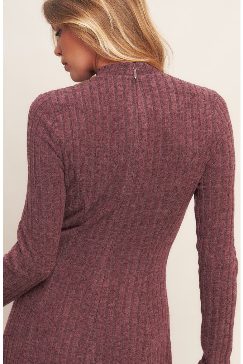 Ribbed Midi Dress, Alternate, color, WINE