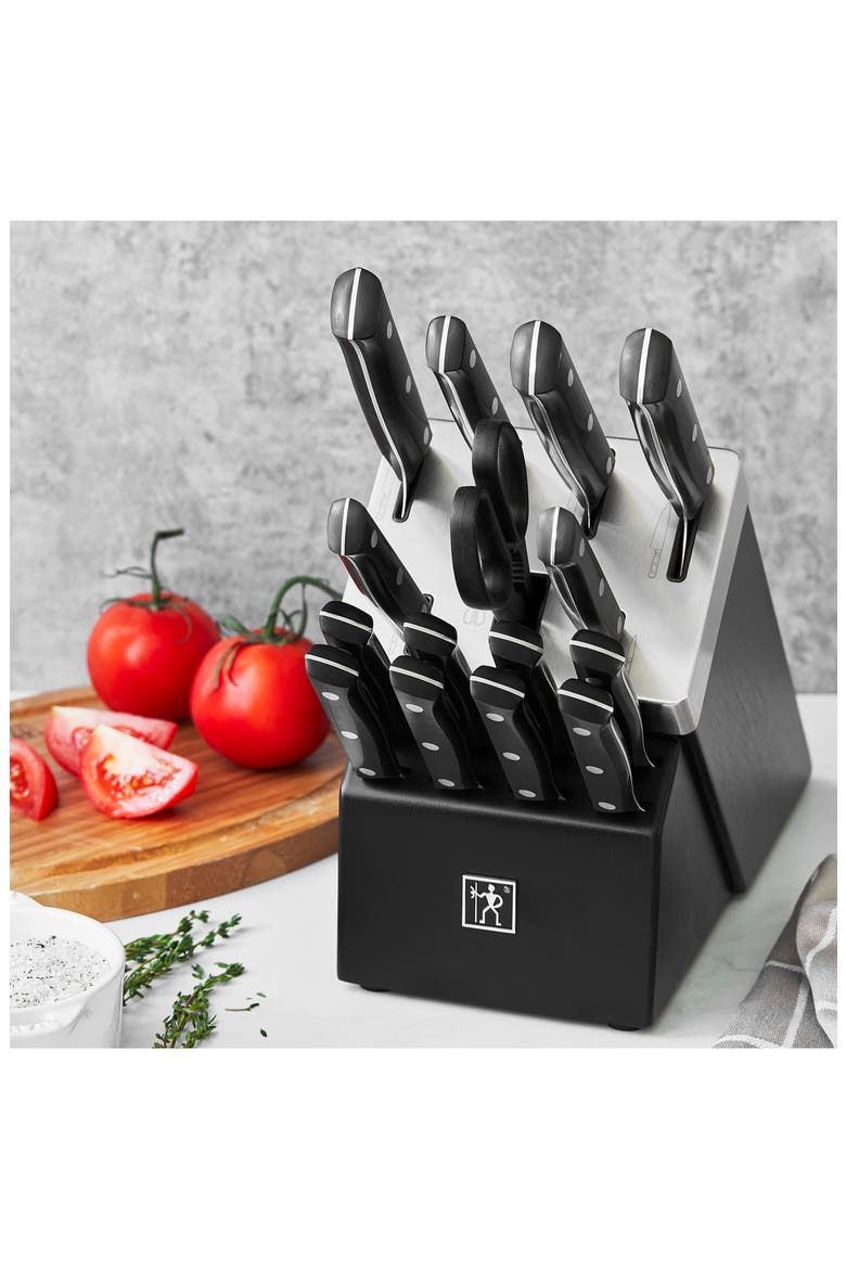 Solution 16-Piece Self Sharpening Knife Block Set, Alternate, color, BLACK