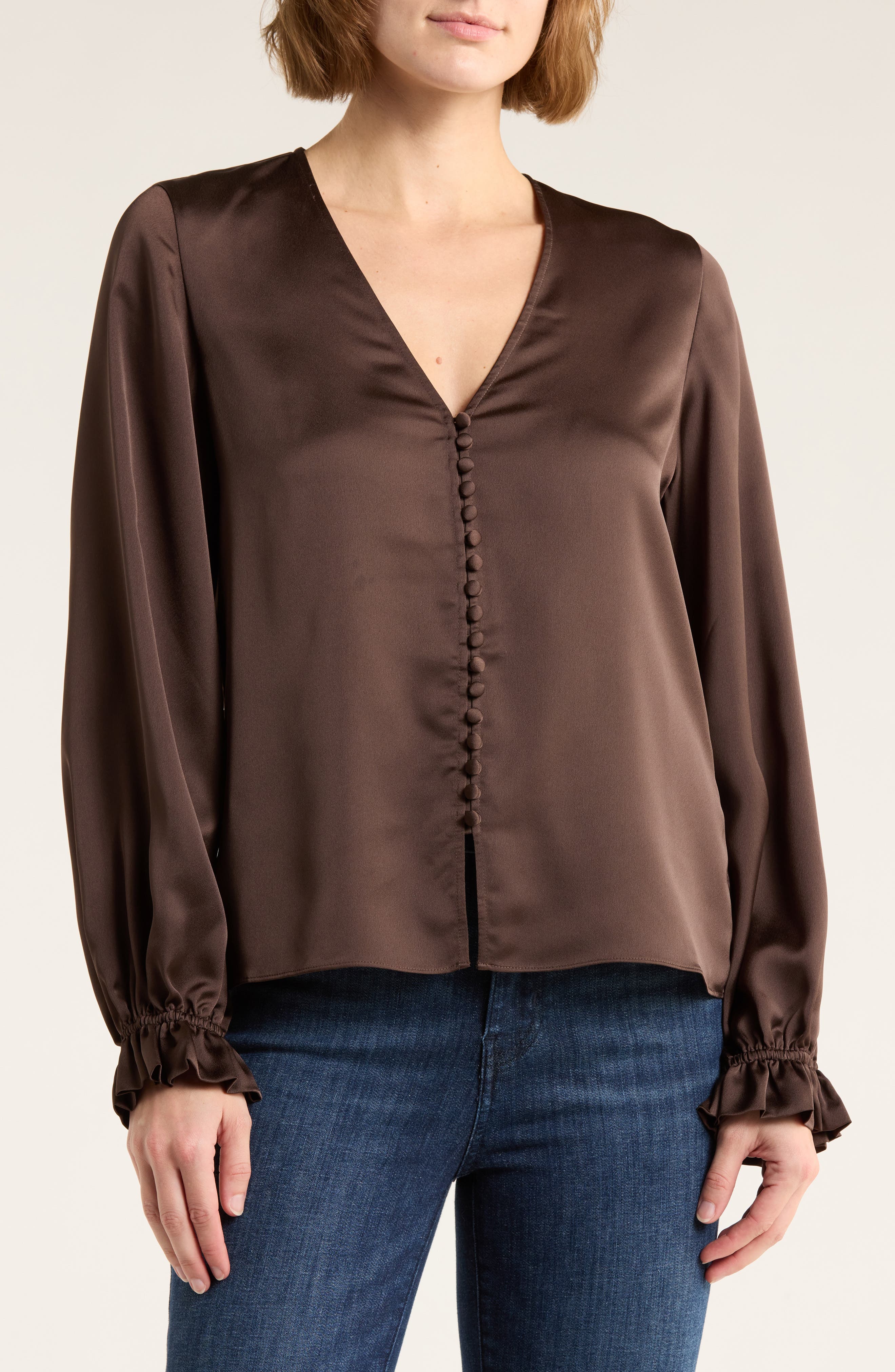 FRAME Slim V-Neck Blouse