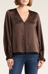 FRAME Slim V-Neck Blouse