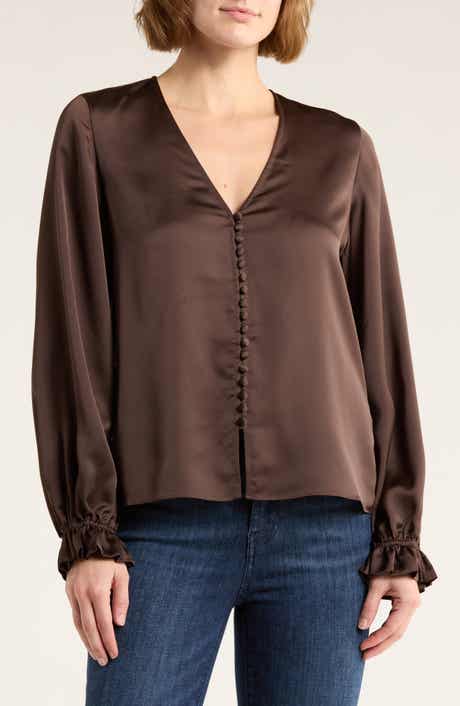 FRAME Slim V-Neck Blouse