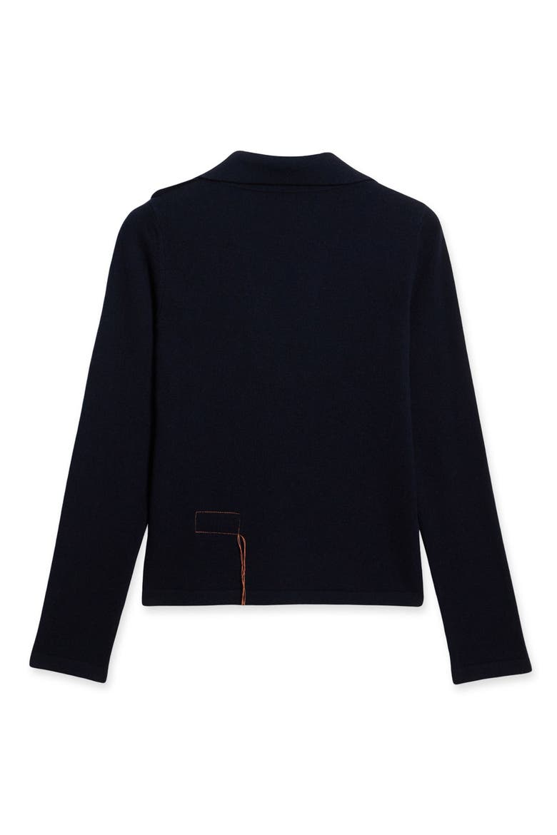 Cashmere Polo With Deep Neckline, Alternate, color, Blue
