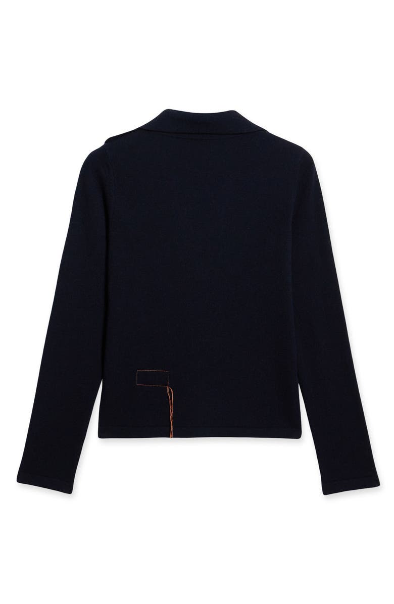 Fortela Cashmere Polo With Deep Neckline, Alternate, color, Blue