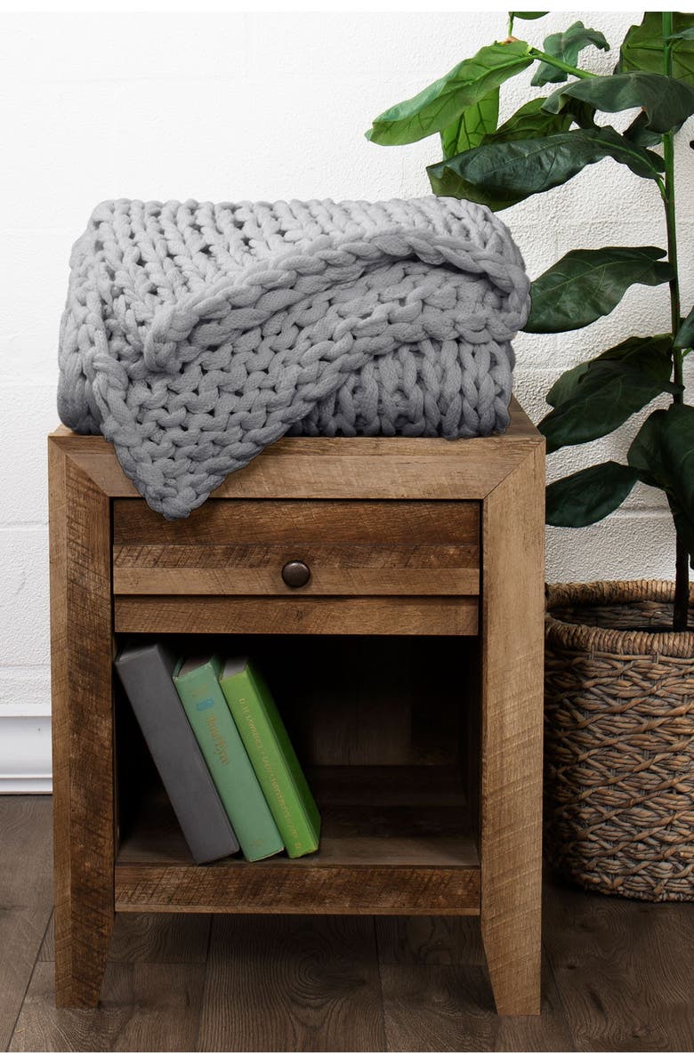 HOMESPUN HOME SPUN Chunky Knit Throw Blanket, Alternate, color, Gray