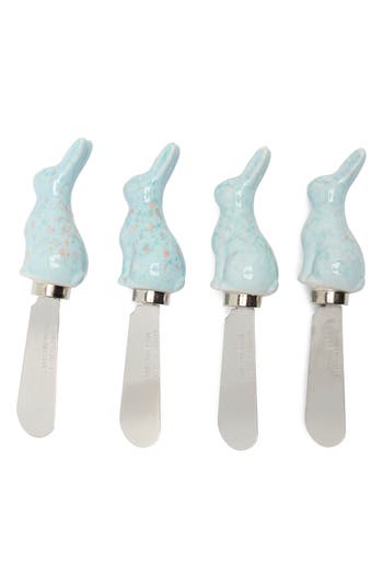 One Hundred 80 Degrees 4-piece Bunny Spreader Knife Set In Blue