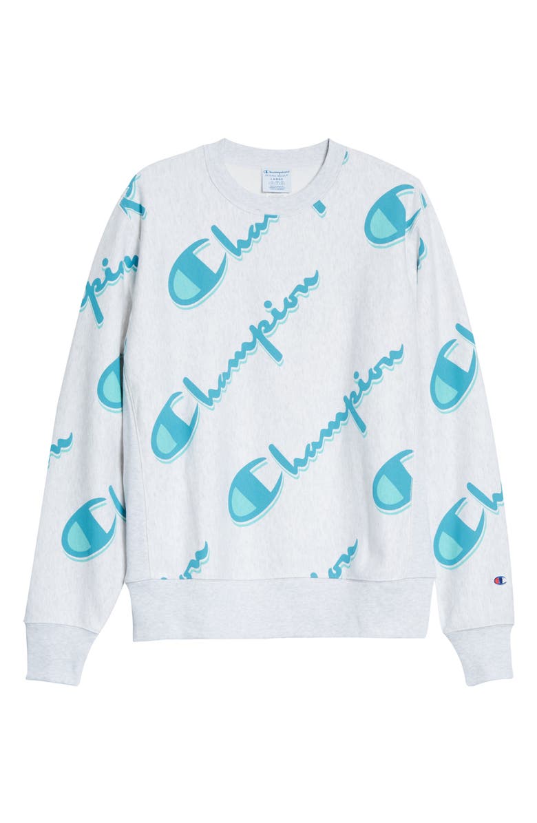 Champion Drop Shadow Logo Crewneck Sweatshirt, Alternate, color,