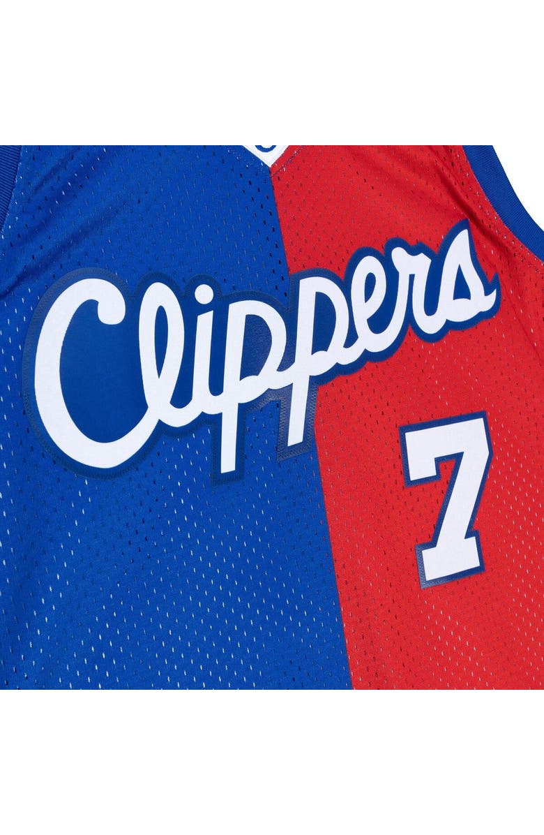 Mitchell & Ness Men's Mitchell & Ness Lamar Odom Royal/Red LA Clippers Hardwood Classics 2000/01 Split Swingman Jersey, Alternate, color, 