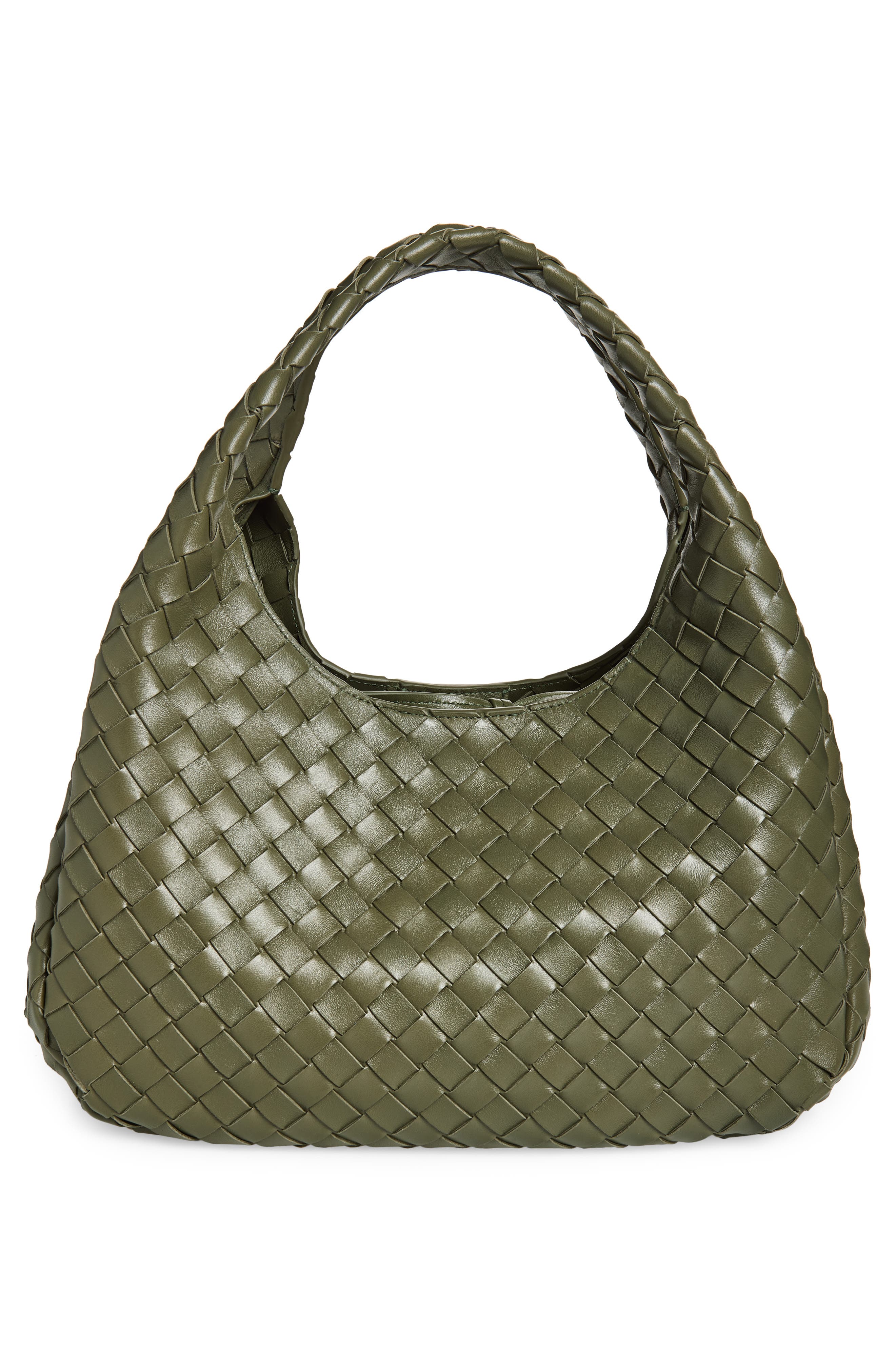 Bottega Veneta Campana Intrecciato Leather Shoulder Bag, Alternate, color, 3293 Pickle-Muse Brass