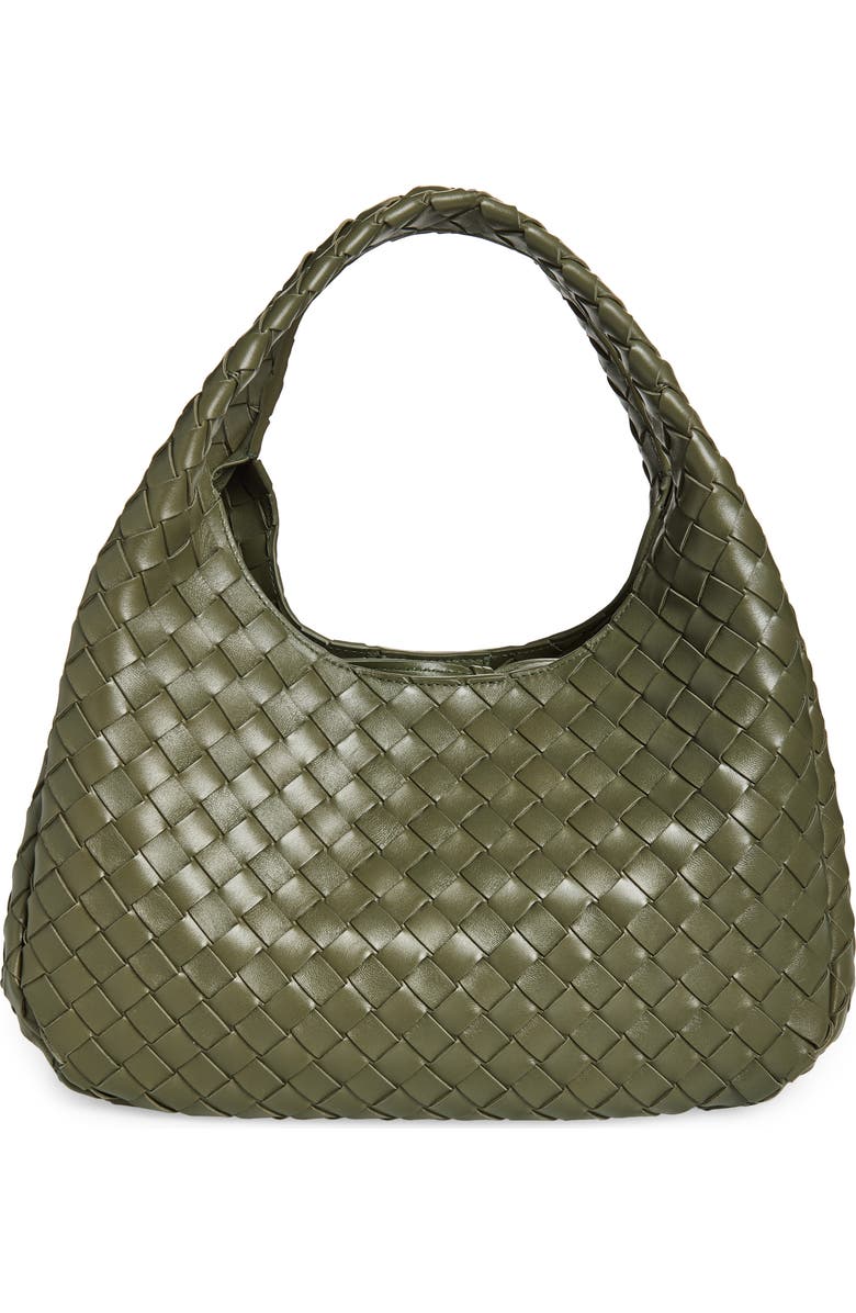 Bottega Veneta Campana Intrecciato Leather Shoulder Bag, Alternate, color, 3293 Pickle-Muse Brass