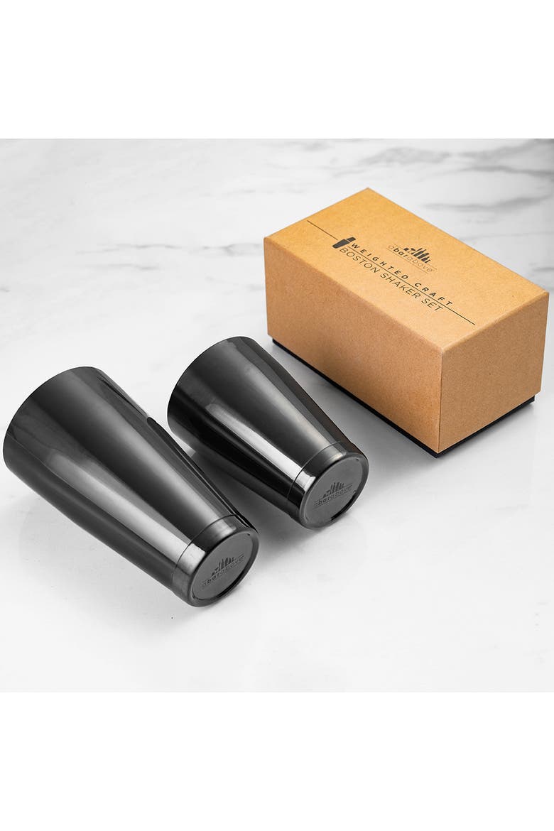 Black Boston Cocktail Shaker Set, Weighted, Alternate, color, Black