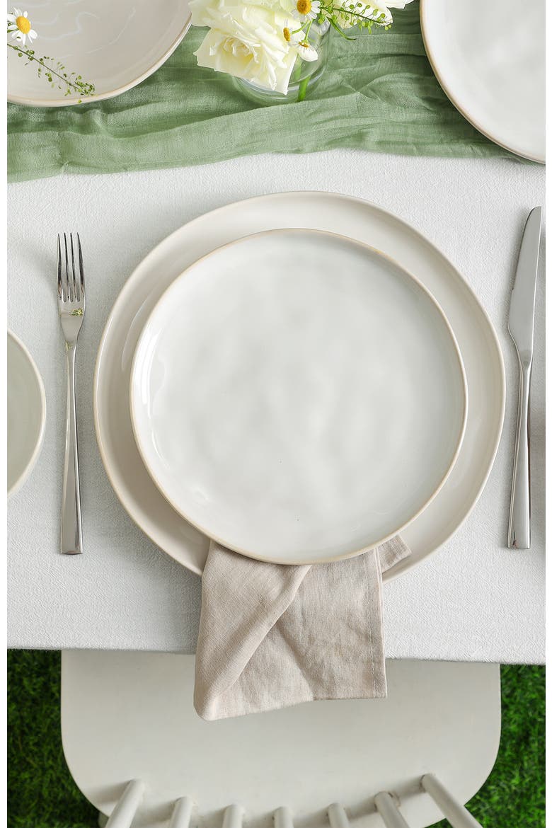 Mirella Stoneware 24-piece Dinnerware Set, Alternate, color, White