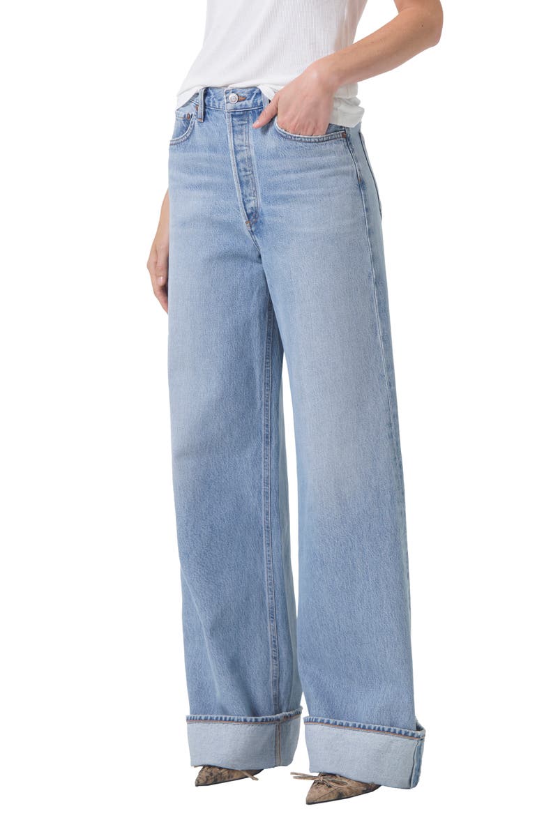 AGOLDE Dame High Waist Wide Leg Organic Cotton Jeans, Main, color, Showdown