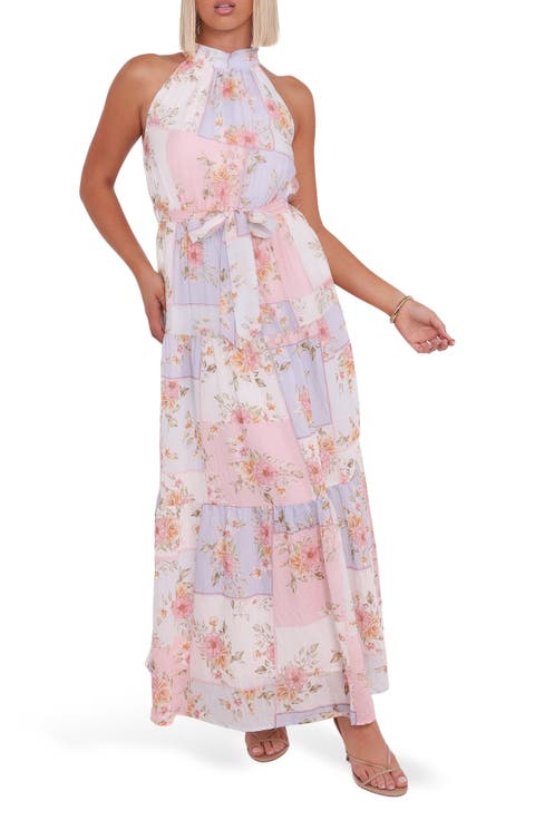 Caroline Floral Mock Neck Maxi Dress