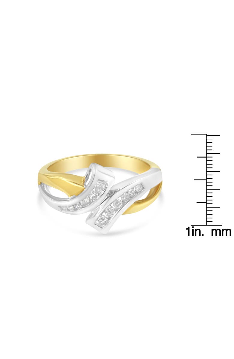 Haus of Brilliance 10K Two Toned Channel-Set 1/4 cttw Diamond Bypass Ring, Alternate, color, Yellow