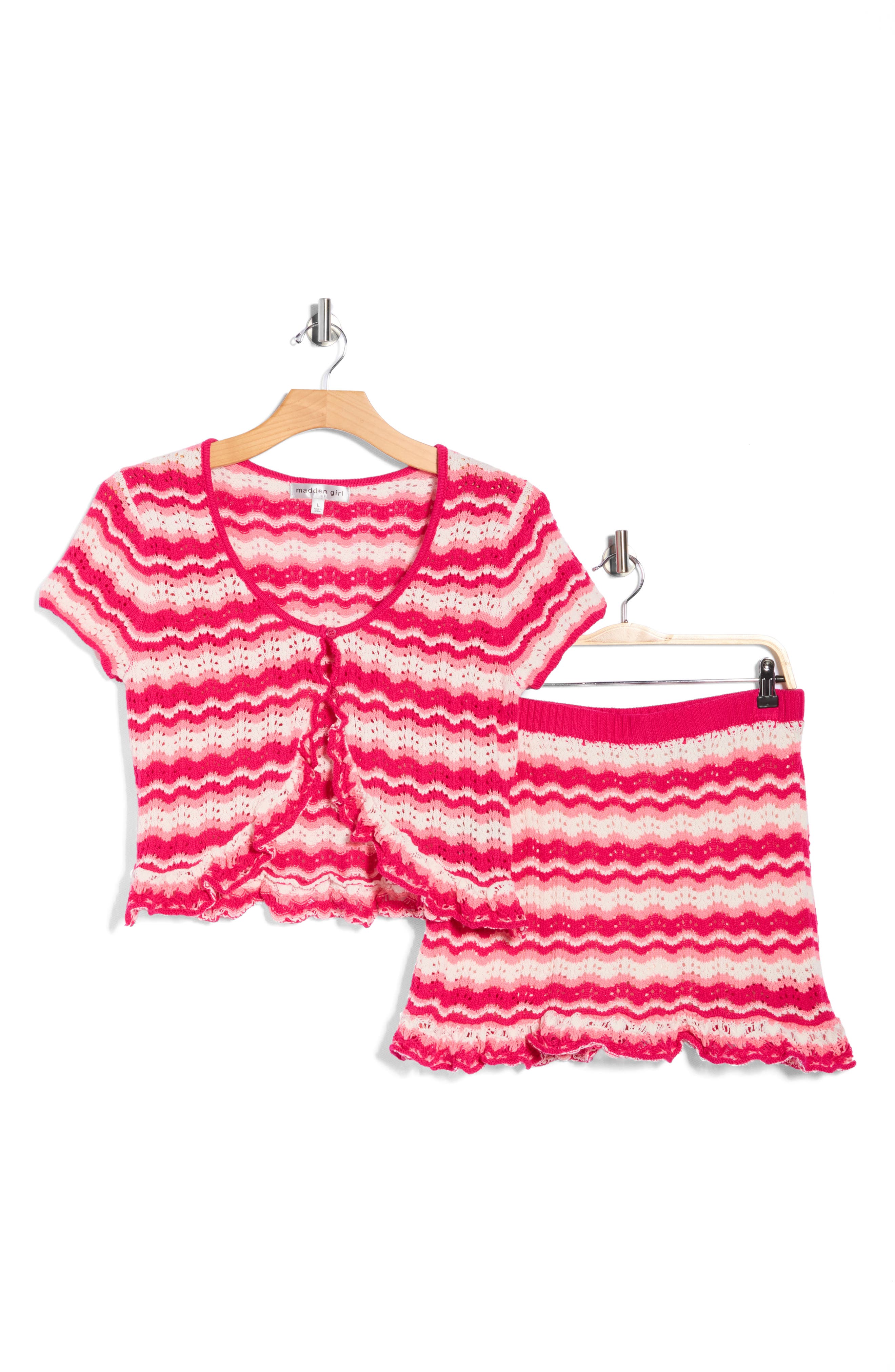 Stripe Pointelle Ruffle Sweater - image 3