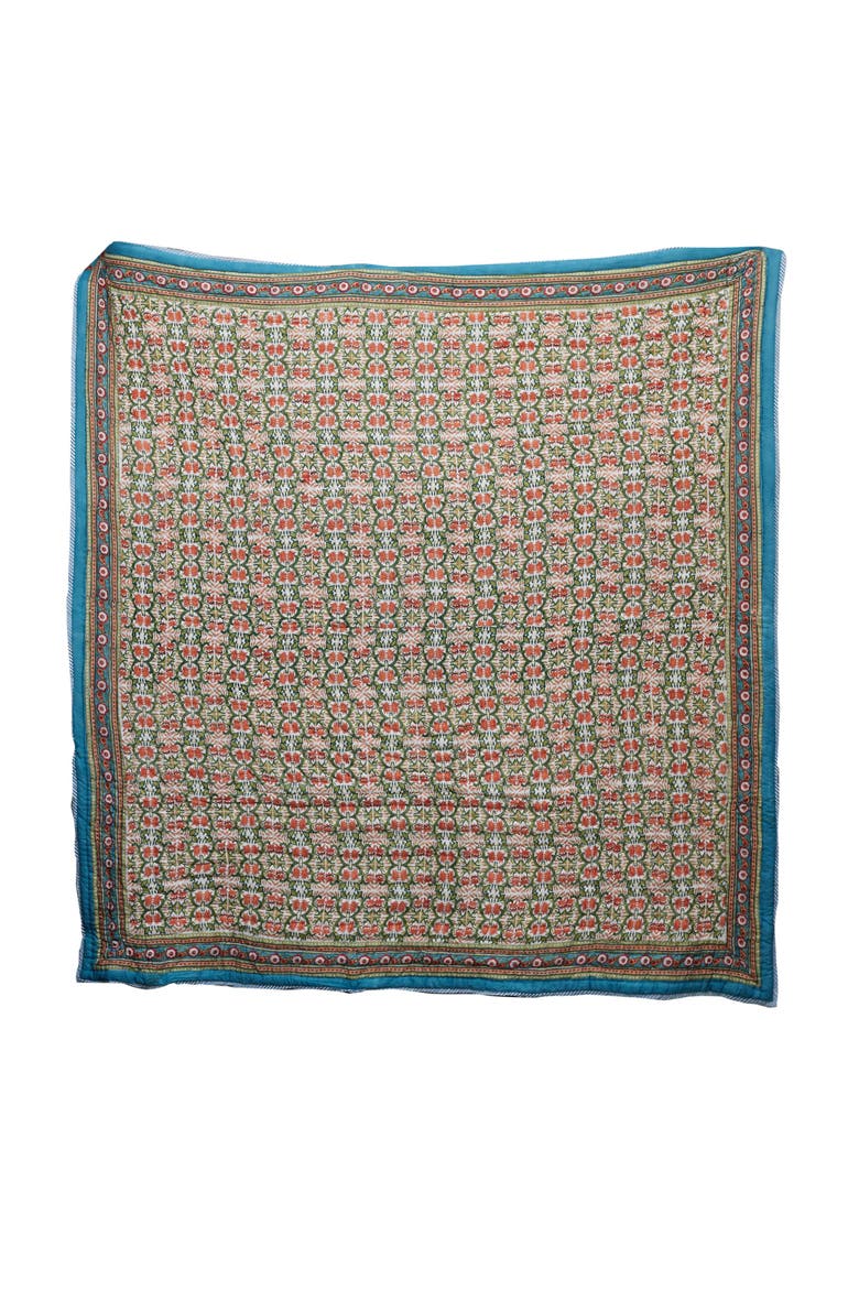 Topanga Quilt - Queen, Main, color, White, blue, green, pink