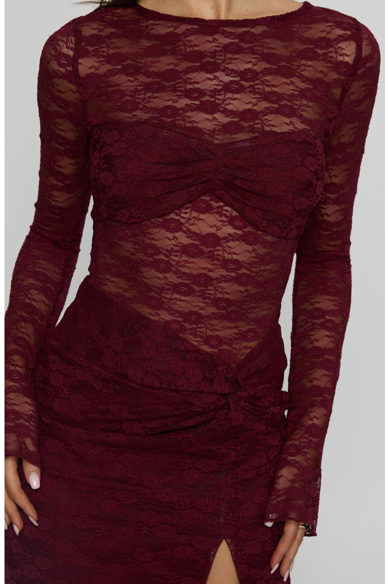 Best You Had Lace Long Sleeve Minidress, Alternate, color, BURGUNDY