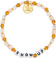 Little Words Project Show Up Latte Swirl Beaded Stretch Bracelet