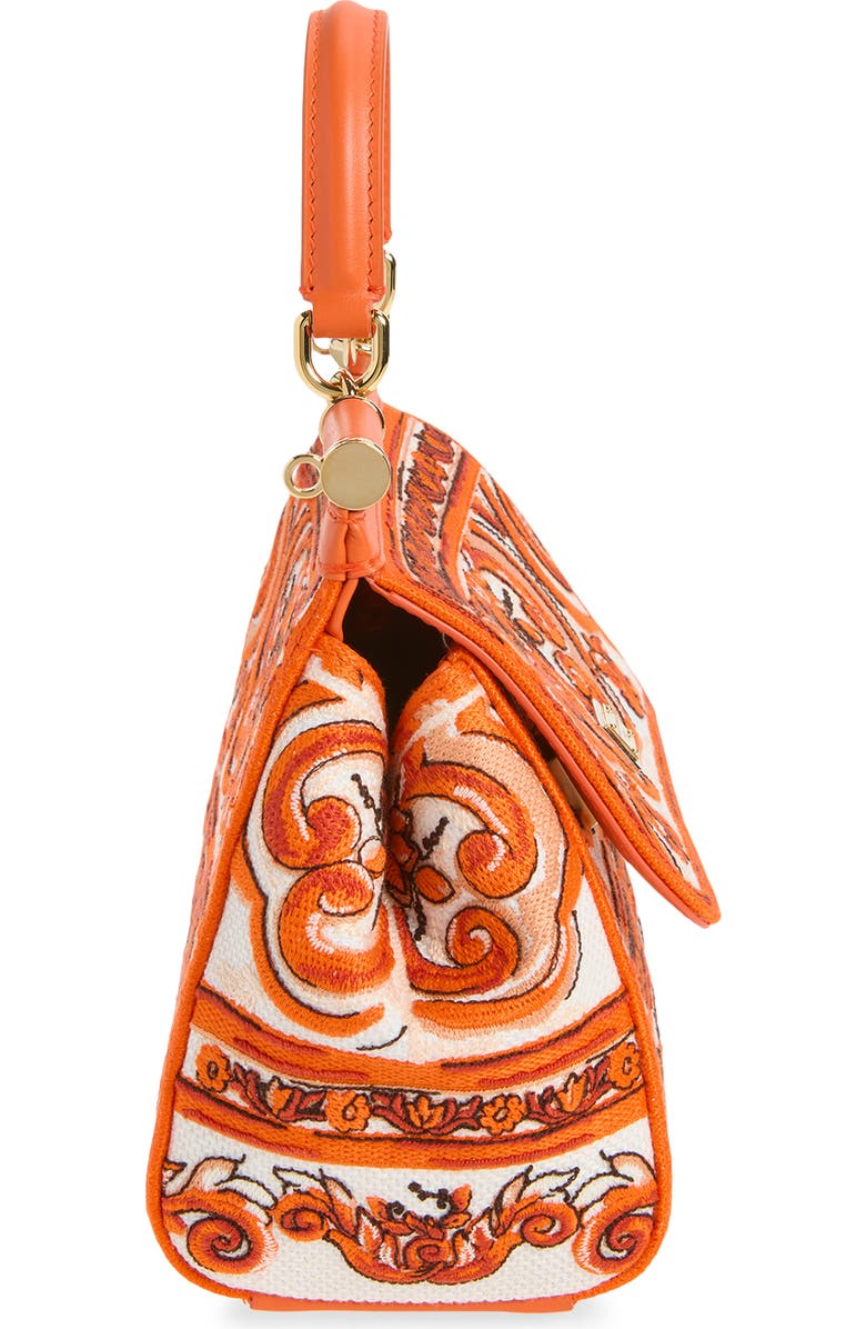 Dolce&Gabbana Small Sicily Majolica Embroidered Top Handle Bag, Alternate, color, 81166 Orange
