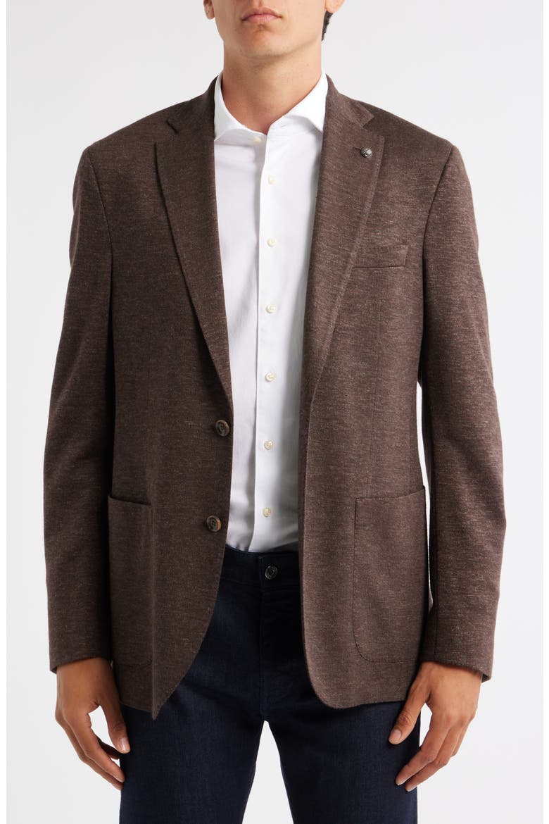 Hartford Brown Mélange Knit Wool & Silk Blend Sport Coat, Alternate, color, BROWN