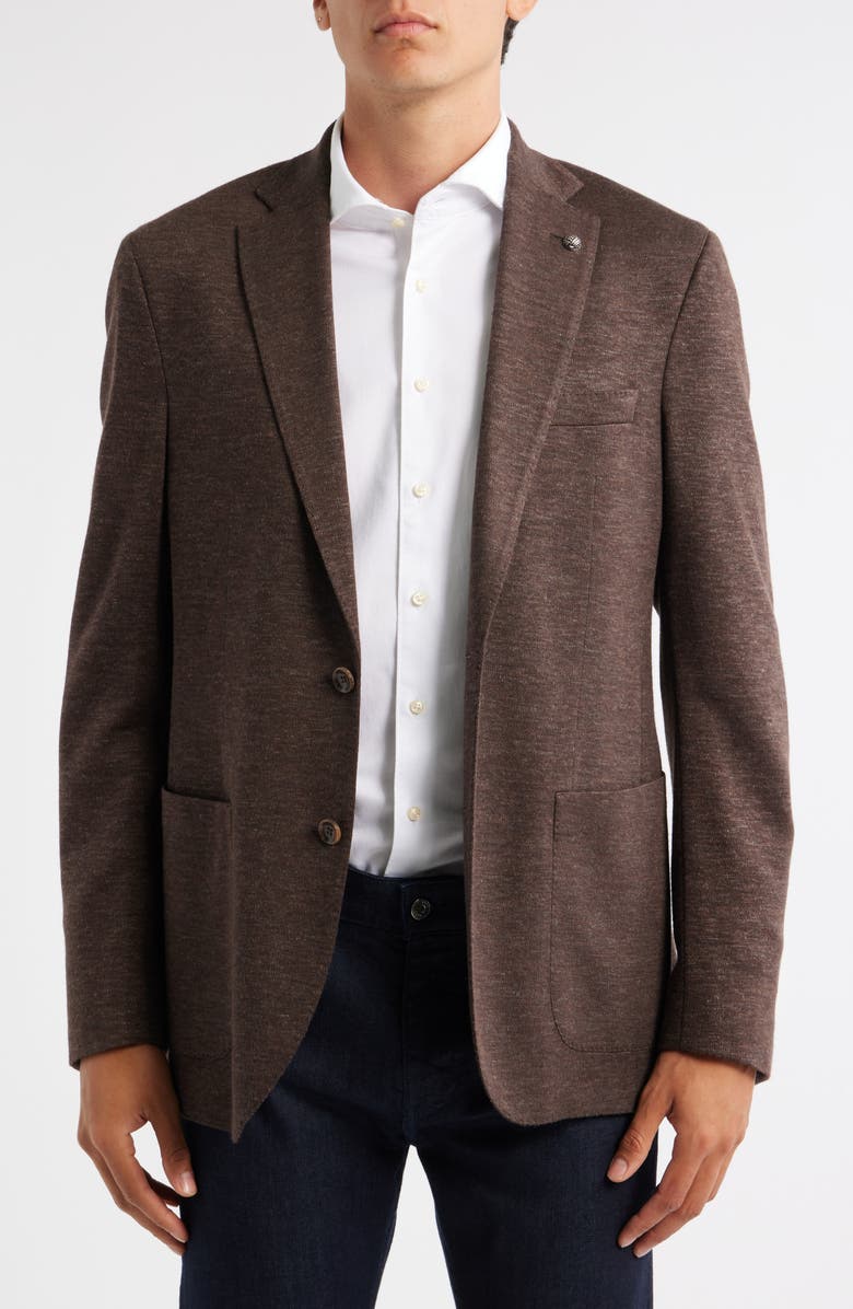 Jack Victor Hartford Brown Mélange Knit Wool & Silk Blend Sport Coat, Alternate, color, Brown
