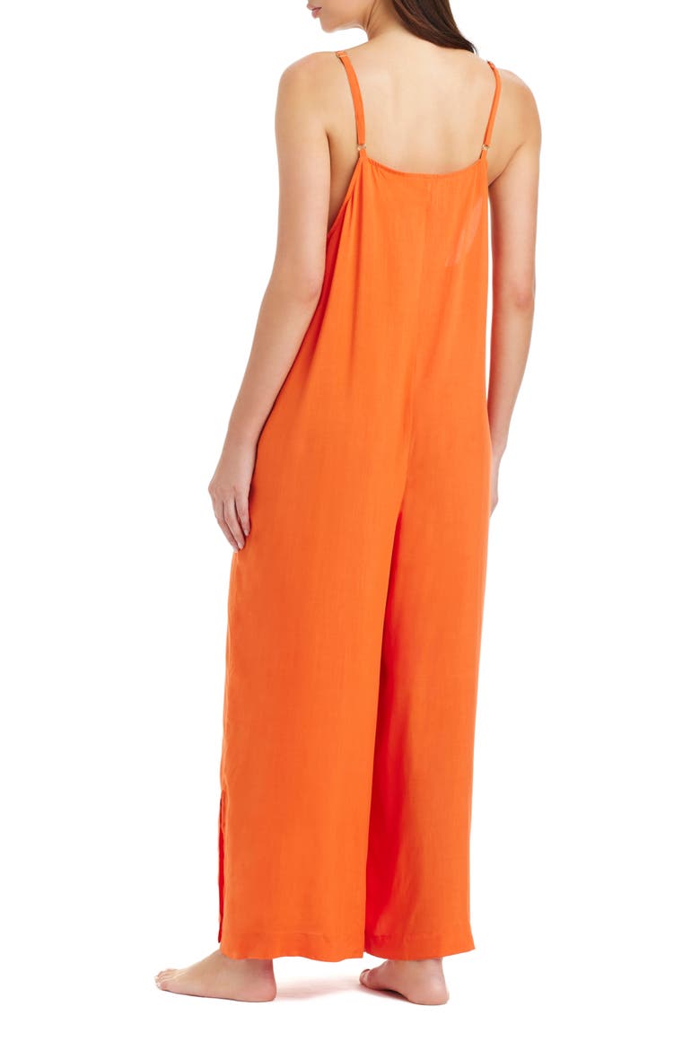 Pleated Cover-Up Overalls, Alternate, color, VERMILLION