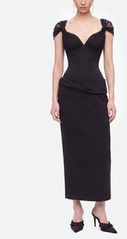 Nocturne Boned Sweetheart Peplum Midi Dress