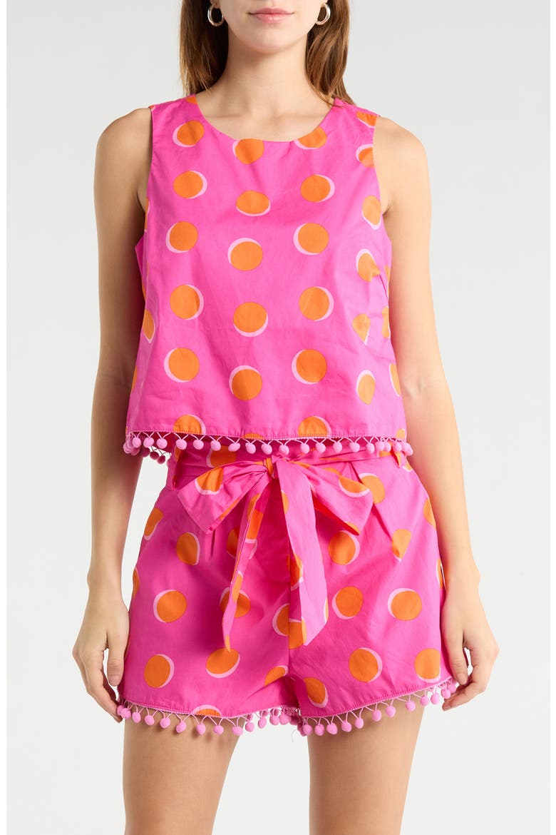 Rosy Polka Dot Taisy Sleeveless Top, Main, color, FUCHSIA-ORANGE-DOT