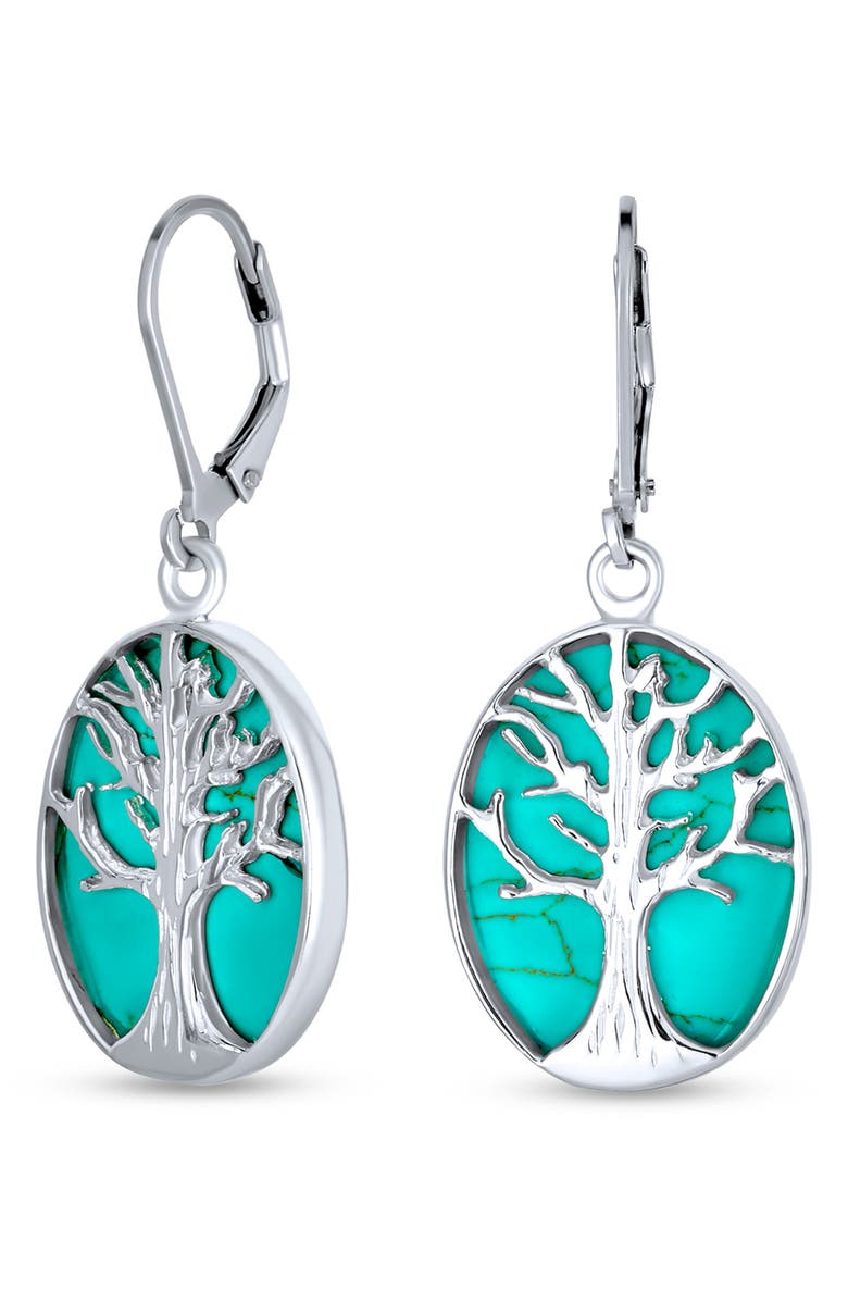 BLING JEWELRY Family Tree Life Celtic Drop Earrings, Alternate, color, Aqua