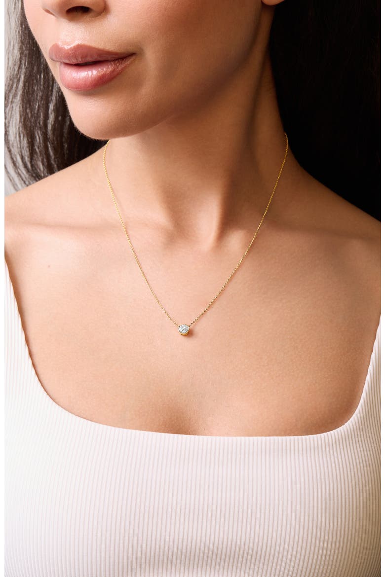 Bezel Diamond Solitaire Pendant Necklace, Alternate, color, 18K YELLOW GOLD/ DIAMOND