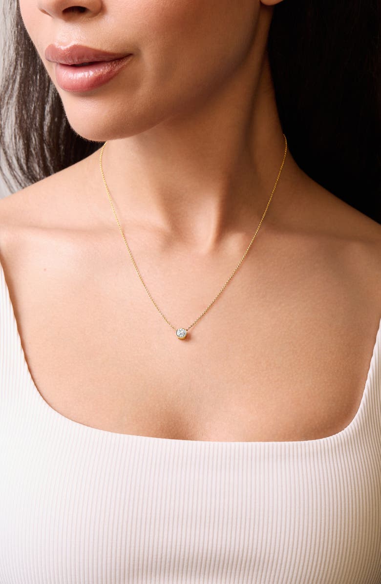 Bony Levy Bezel Diamond Solitaire Pendant Necklace, Alternate, color, 18K Yellow Gold/ Diamond